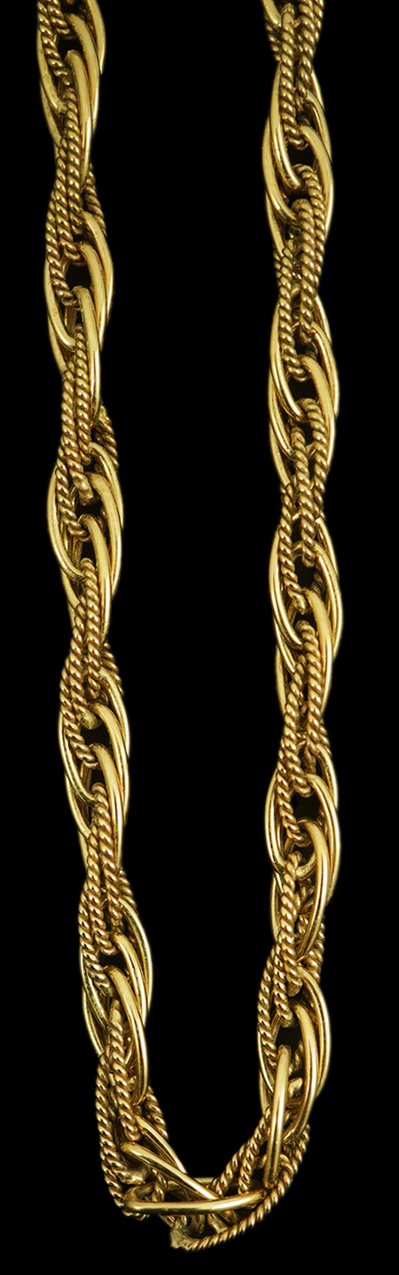 A modern 9ct gold multi oval link interwoven necklace